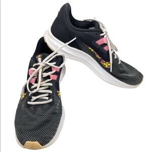 Nike Downshifter 9 Running Athletic Shoes Black Pink Yellow Floral Swoosh SZ 9